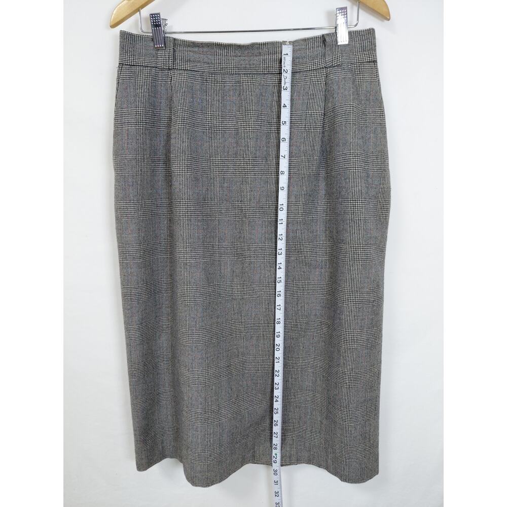 Vintage Sabrina B Gray Lined Pencil Knee Length Plaid Skirt Women Size 16 - Picture 8 of 9
